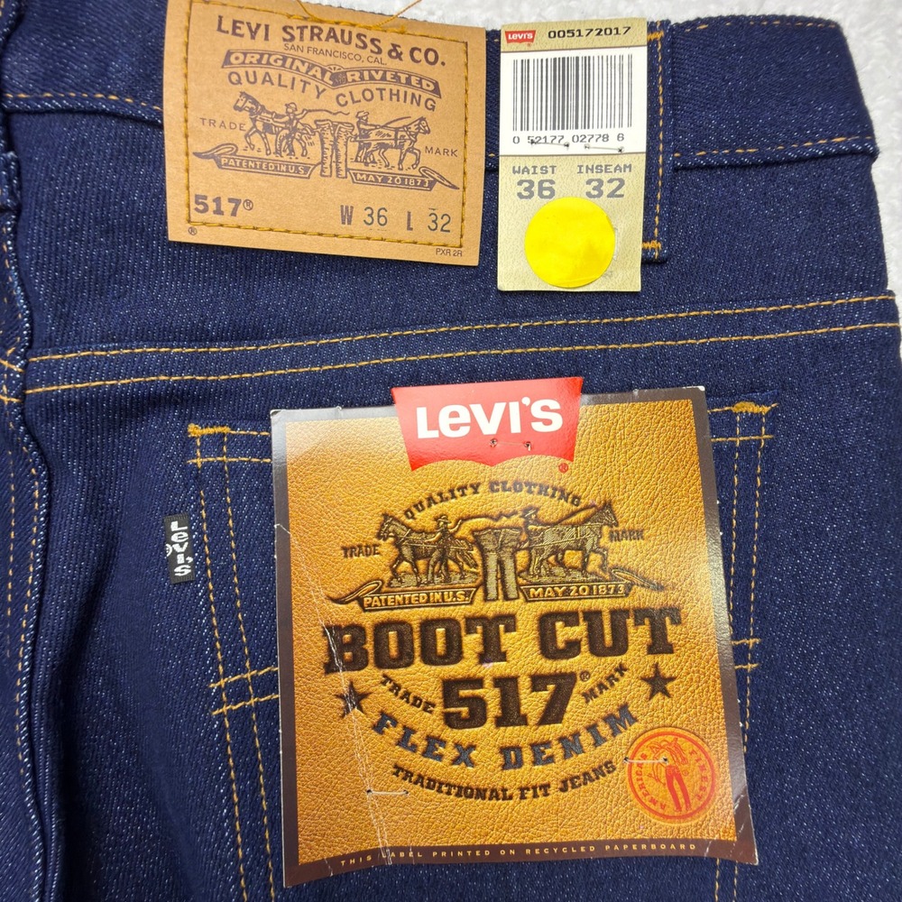Vintage Deadstock Levis 517 Boot Cut Flex Denim Jeans Mens 36x32 NOS